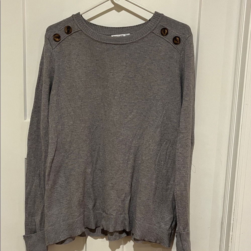 Pink Clover Charcoal Button-Shoulder Sweater